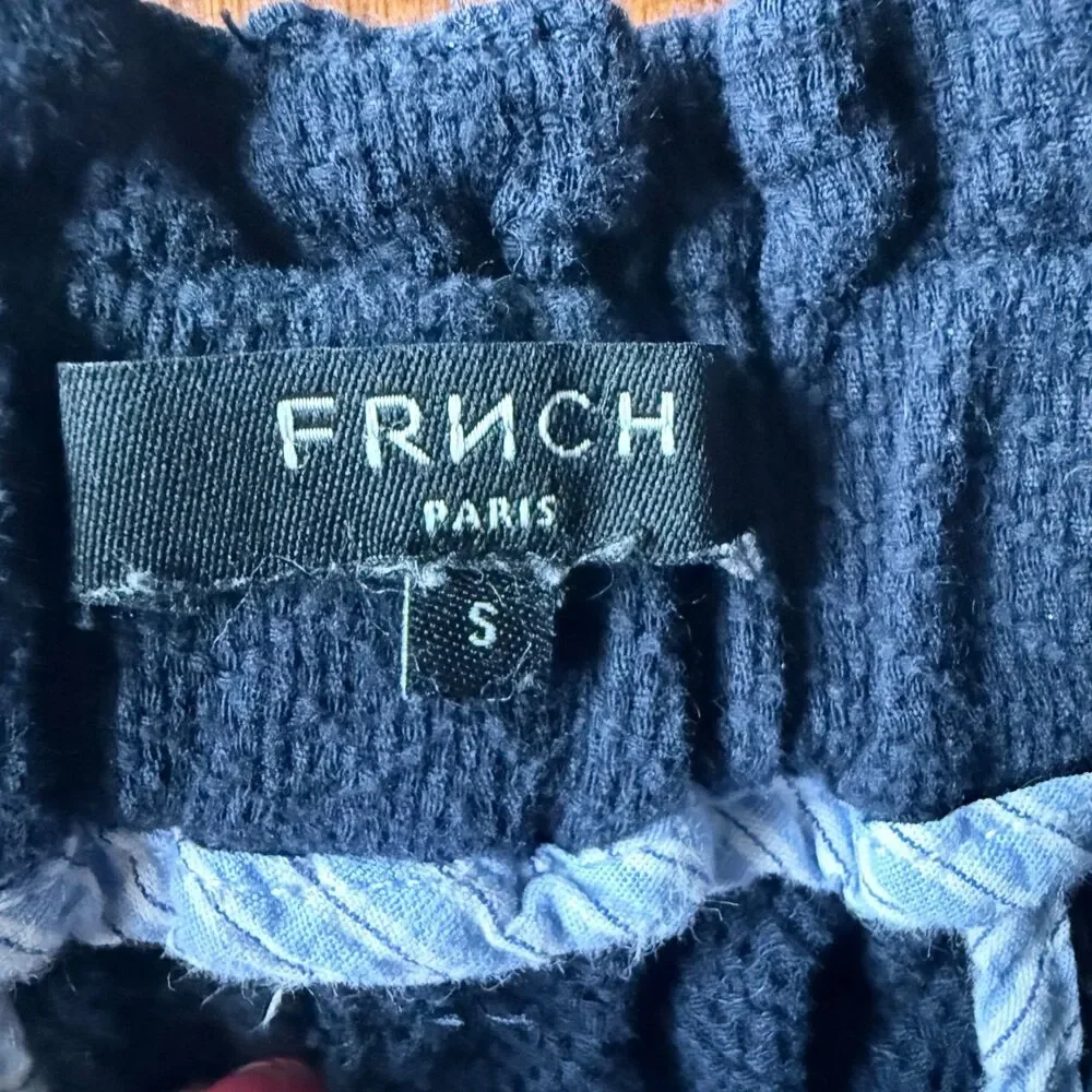 FRNCH Paris Pleated Stretch Cotton Shorts High-Rise Paperbag Waist Cuffed Hem S - Picture 3 of 4